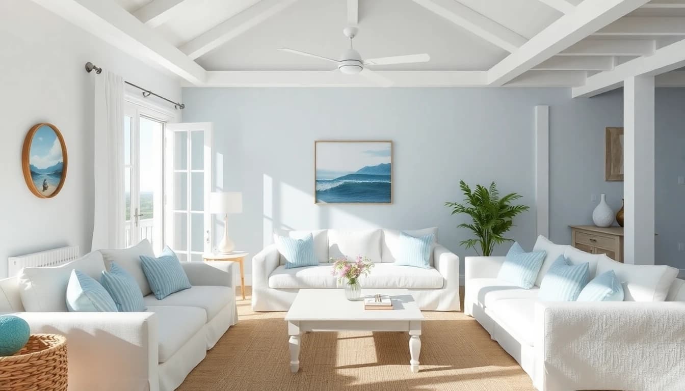 Coastal style room design created with DecorAI AI Interior Design App