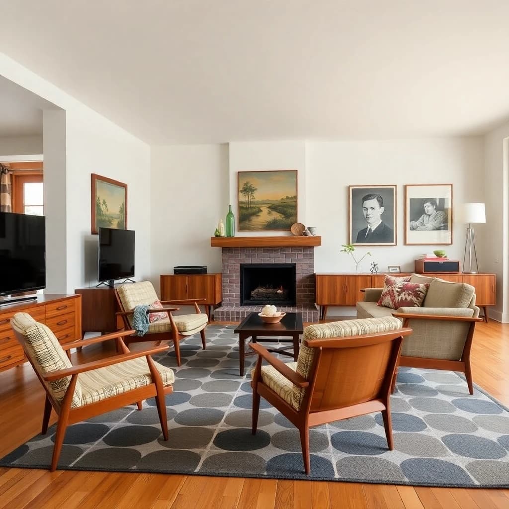 Mid-Century Modern style room design created with DecorAI AI Interior Design App